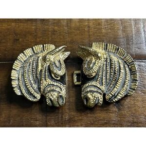 Vintage Mimi Di N 1976 Goldtone Enamel ZEBRA Belt Buckle